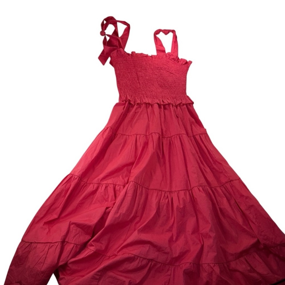 Tuckernuck Alannah Smocked midi dress with bow straps - Picture 2 of 6